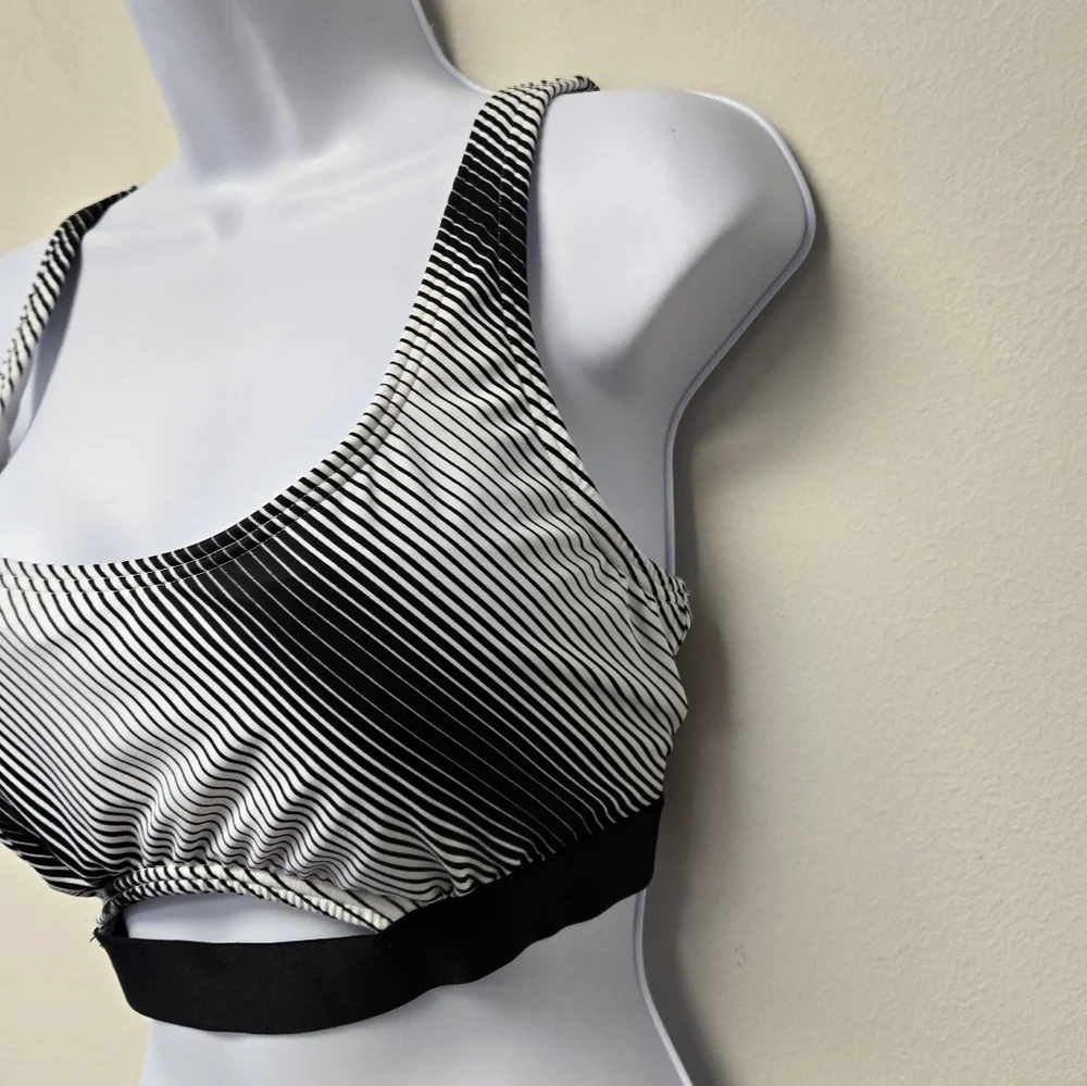 Victoria's Secret Stripe Sports Bra Black White L